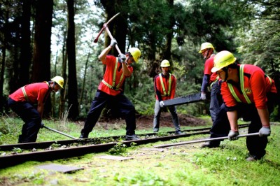 阿里山林鐵招募從業人員-路線維護(林鐵及文資處 吳明翰拍攝)